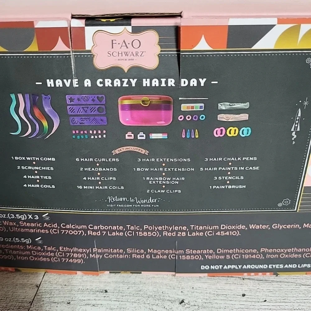 NEW FAO Schwarz Ultimate Hair Craze Fashion Accessories Set 58 PC Crazy Hair‎